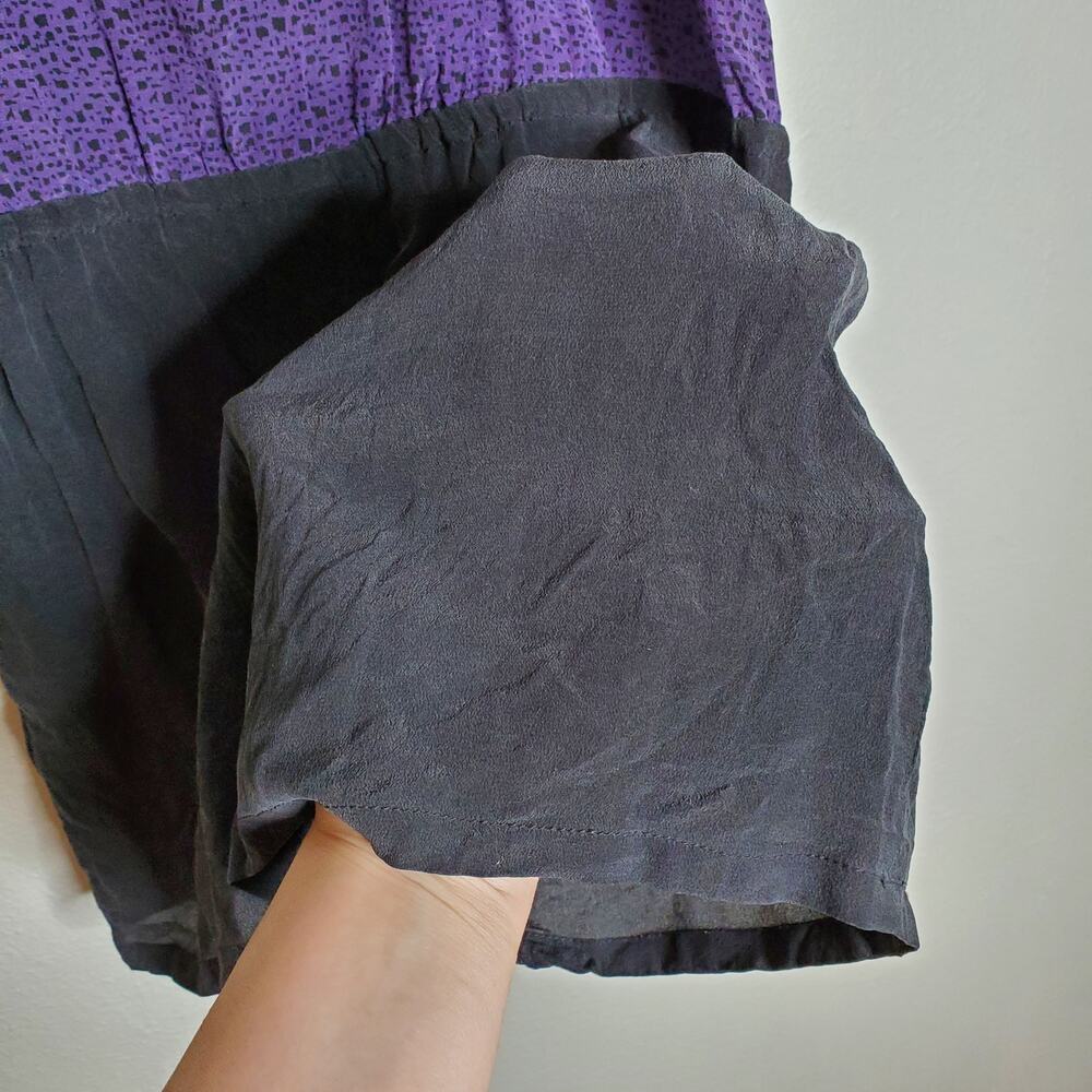 Foreign Exchange 100% Silk Purple + Black Spotted Sleeveless Romper Size XS - Picture 8 of 12